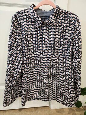 Tommy Hilfiger Floral Button Up Shirt Size L Cotton Long Sleeve